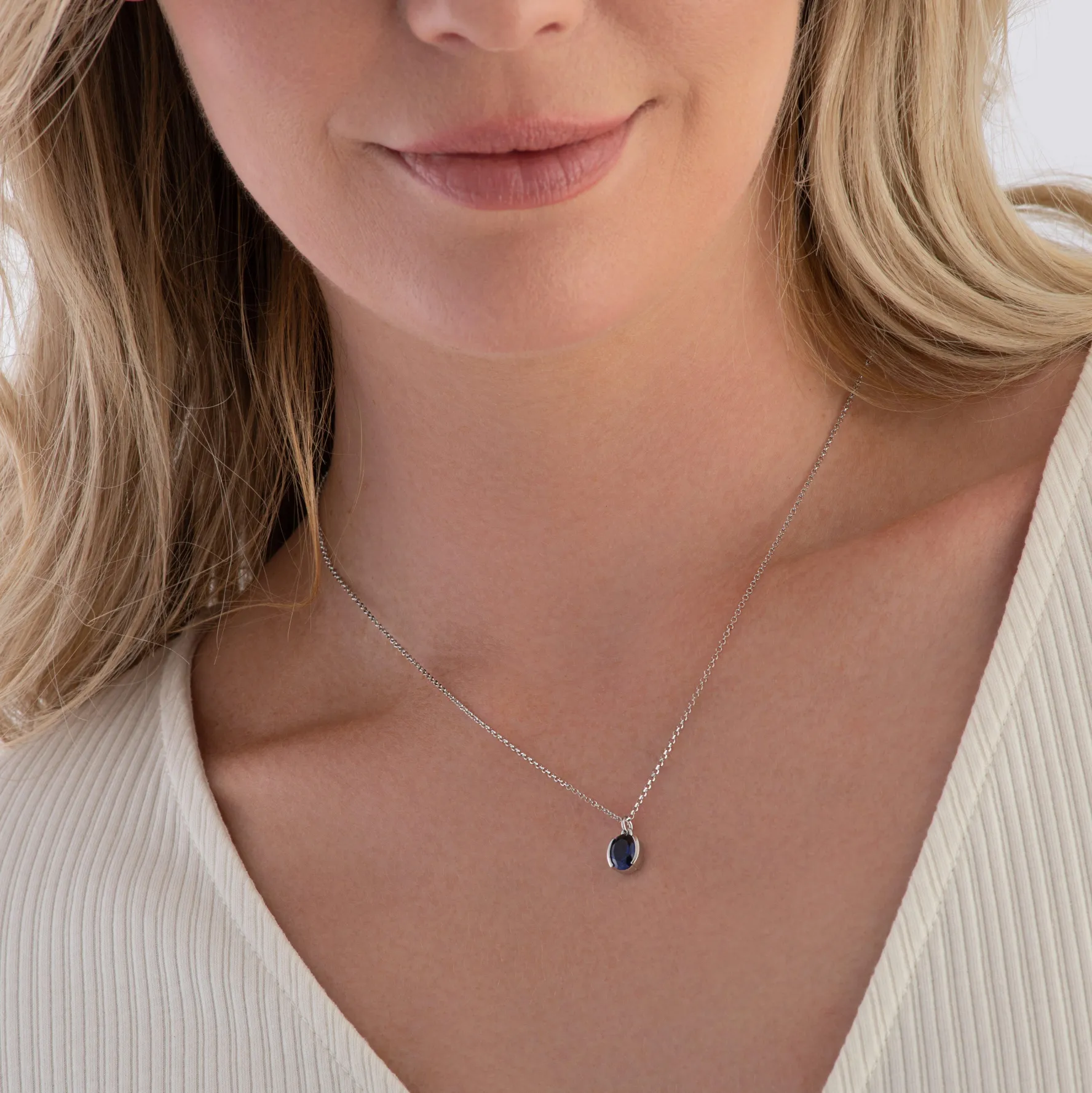 Sif Jakobs Ellisse Carezza Silver Blue Cubic Zirconia Pendant