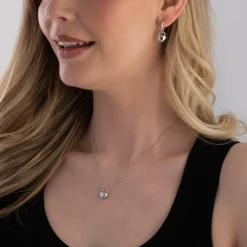 Sif Jakobs Julia Silver Heart Shaped Hoop Drop Earrings