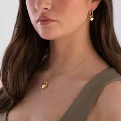 Sif Jakobs Julia Yellow Gold Plated Heart Shaped Hoop Drop Earrings