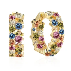 Sif Jakobs Livingo Multi Coloured Cubic Zirconia Crystal Hoop Earrings