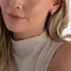 Sif Jakobs Ponza Silver Cubic Zirconia Freshwater Pearl Hoop Earrings