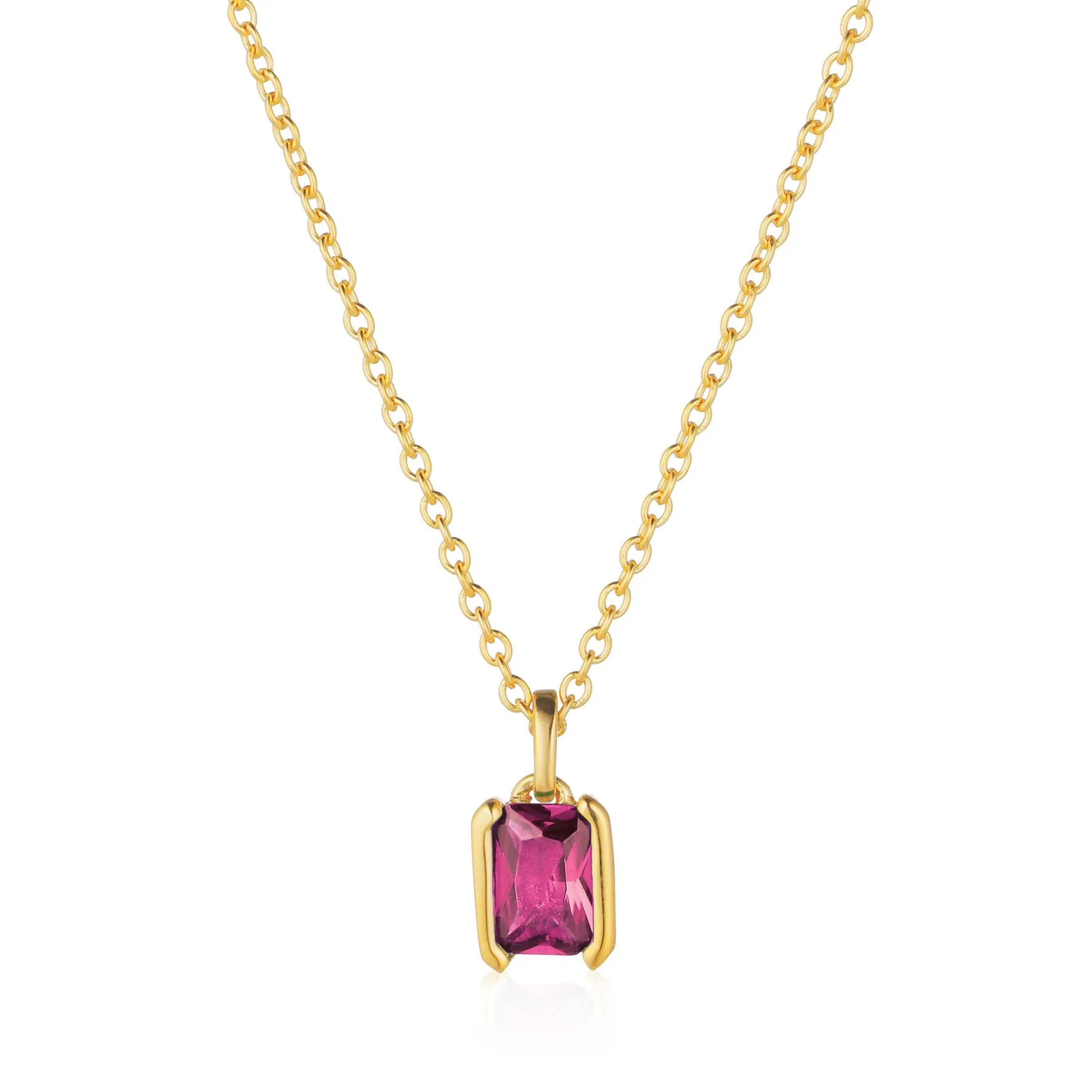 Sif Jakobs Roccanova Piccolo Yellow Gold Plated Pink Cubic Zirconia Necklace