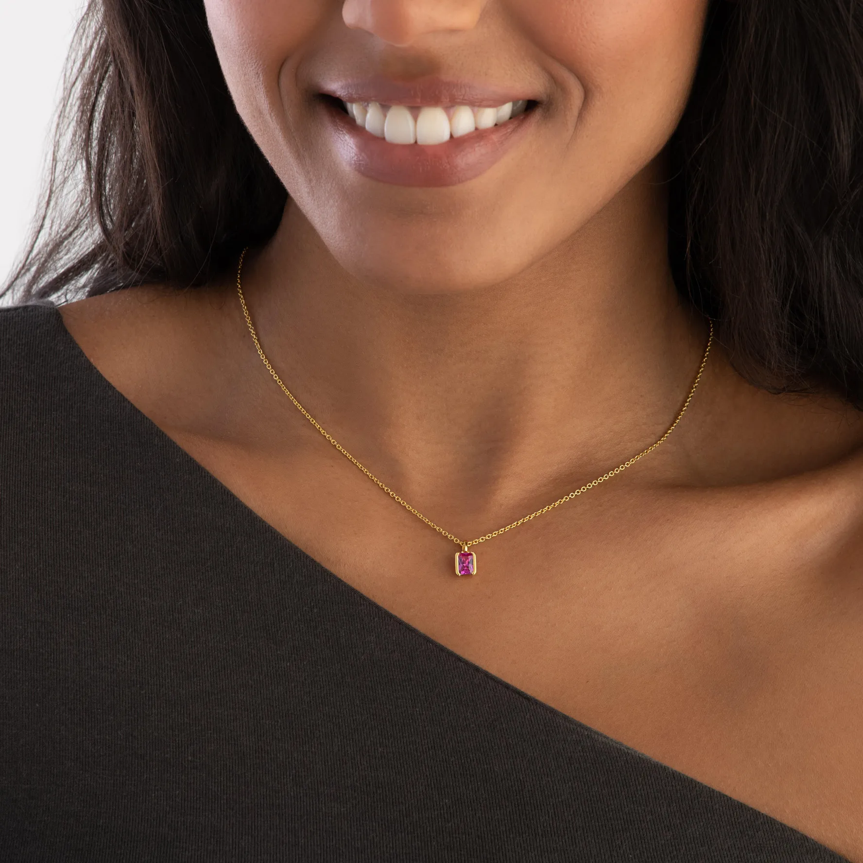 Sif Jakobs Roccanova Piccolo Yellow Gold Plated Pink Cubic Zirconia Necklace