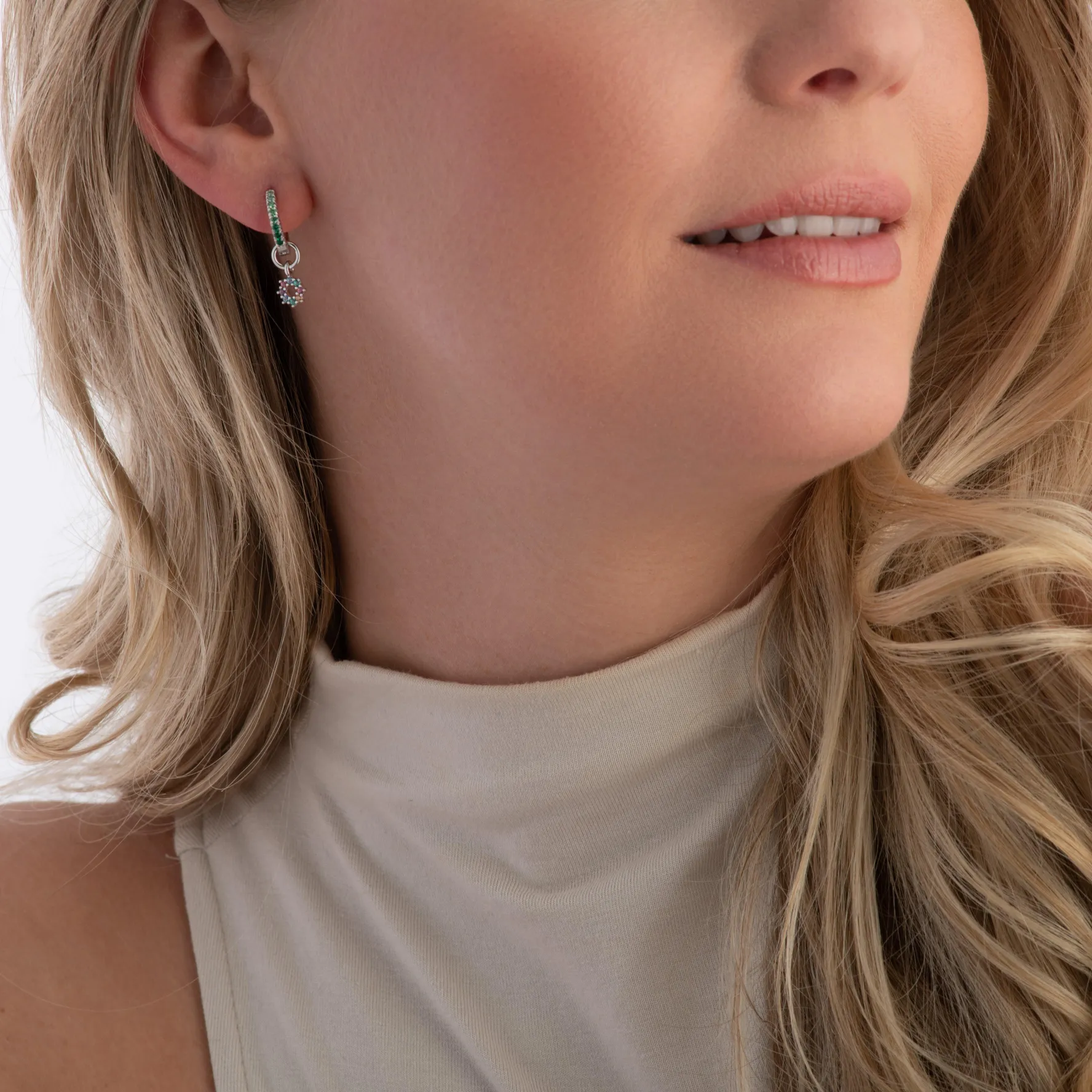 Sif Jakobs Sole Silver Cubic Zirconia Hoop Earring Charm