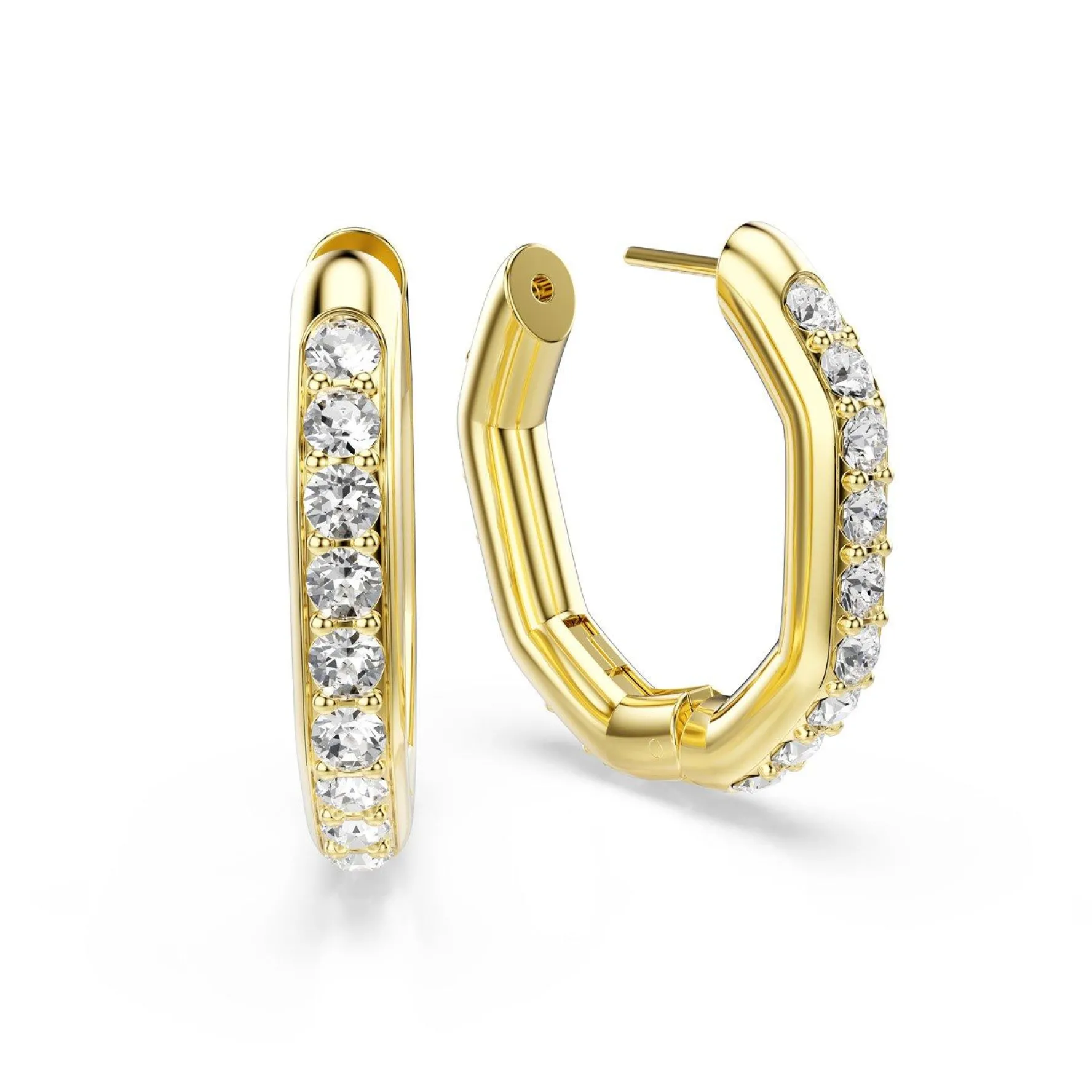 Swarovski Dextera Yellow Gold Tone Crystal Hoop Earrings