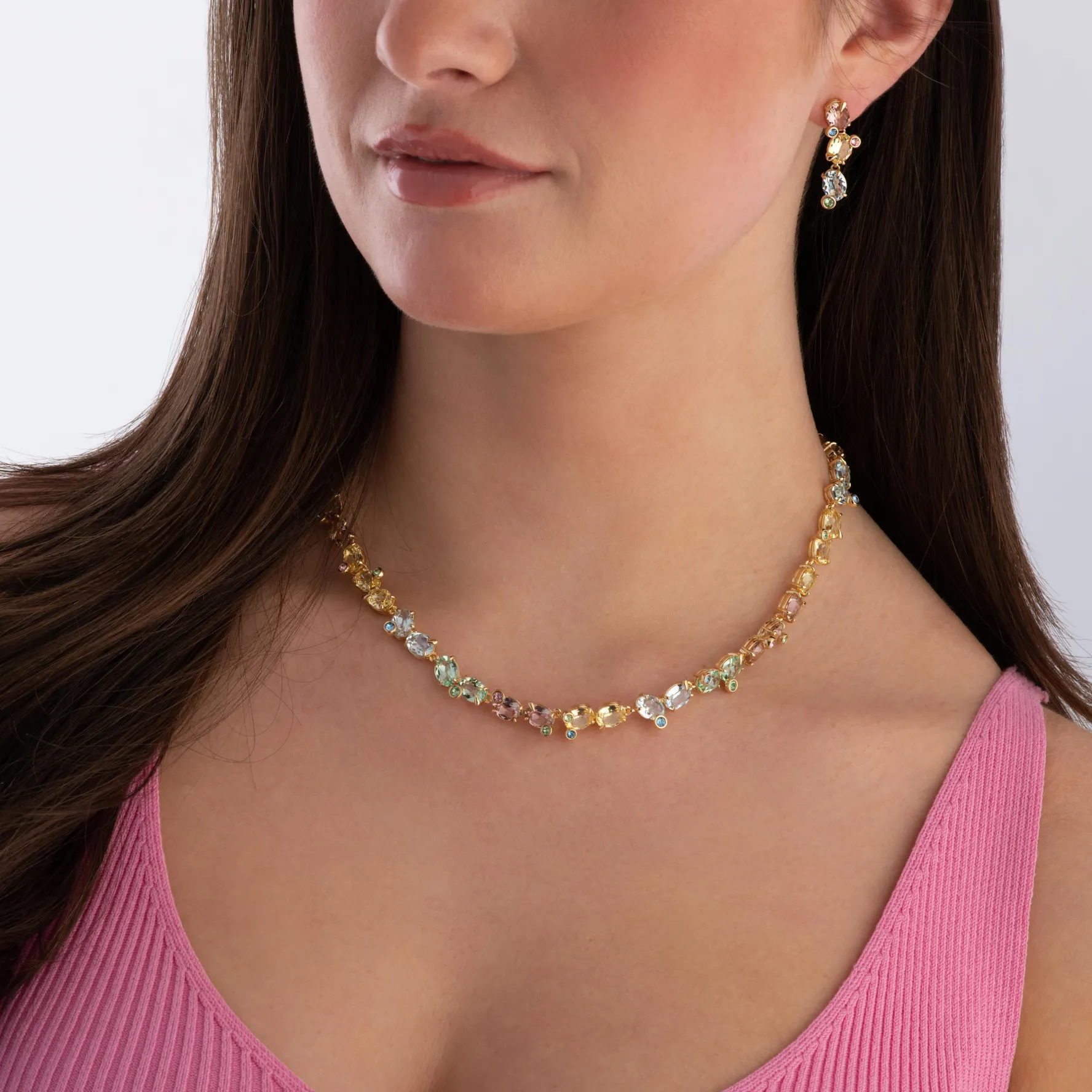 Swarovski Gema Yellow Gold Plated Crystal Necklace