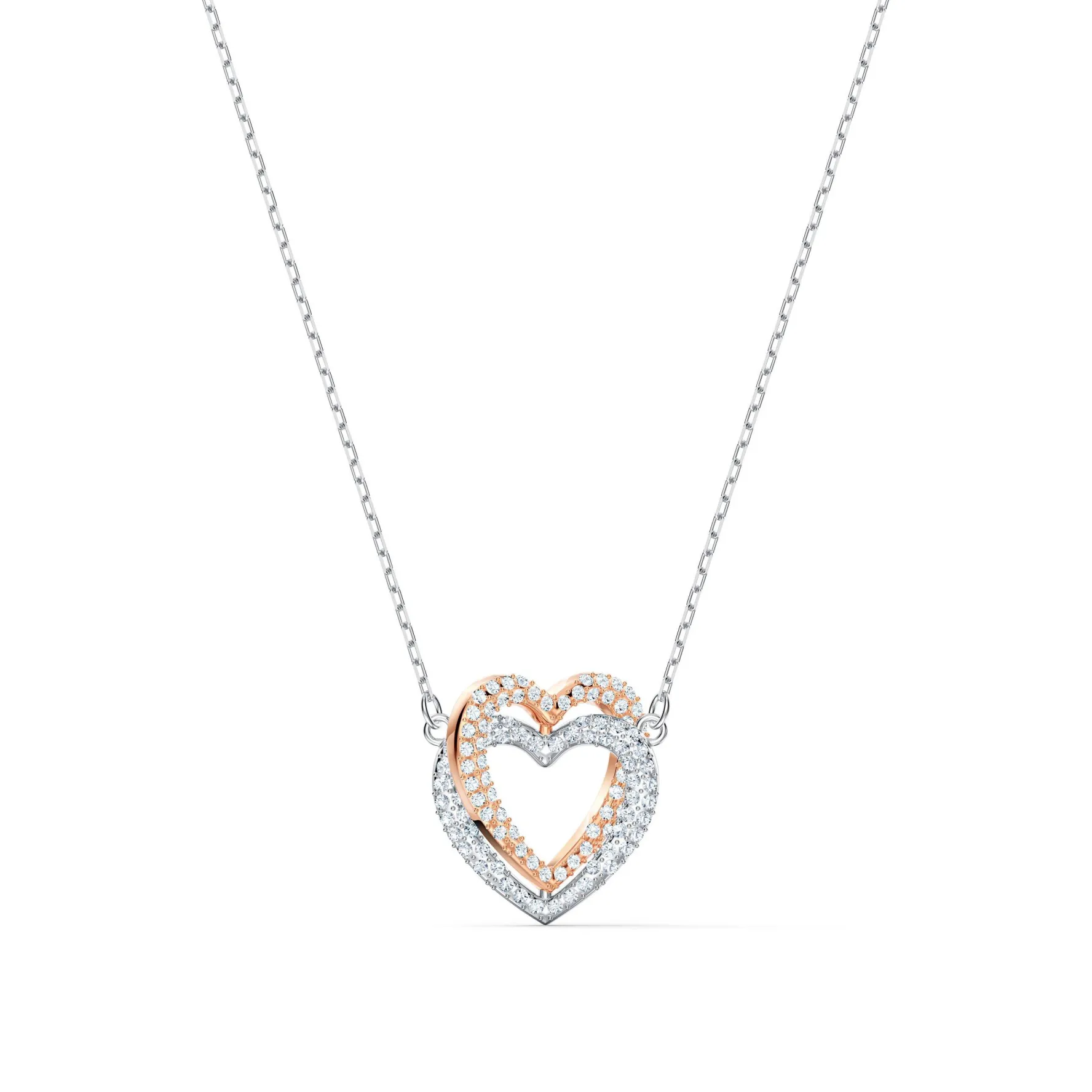 Swarovski Hyperbola Heart Silver and Rose Gold Tone Crystal Necklace