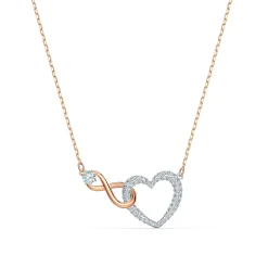 Swarovski Hyperbola Infinity and Heart Rose Gold Tone Crystal Necklace