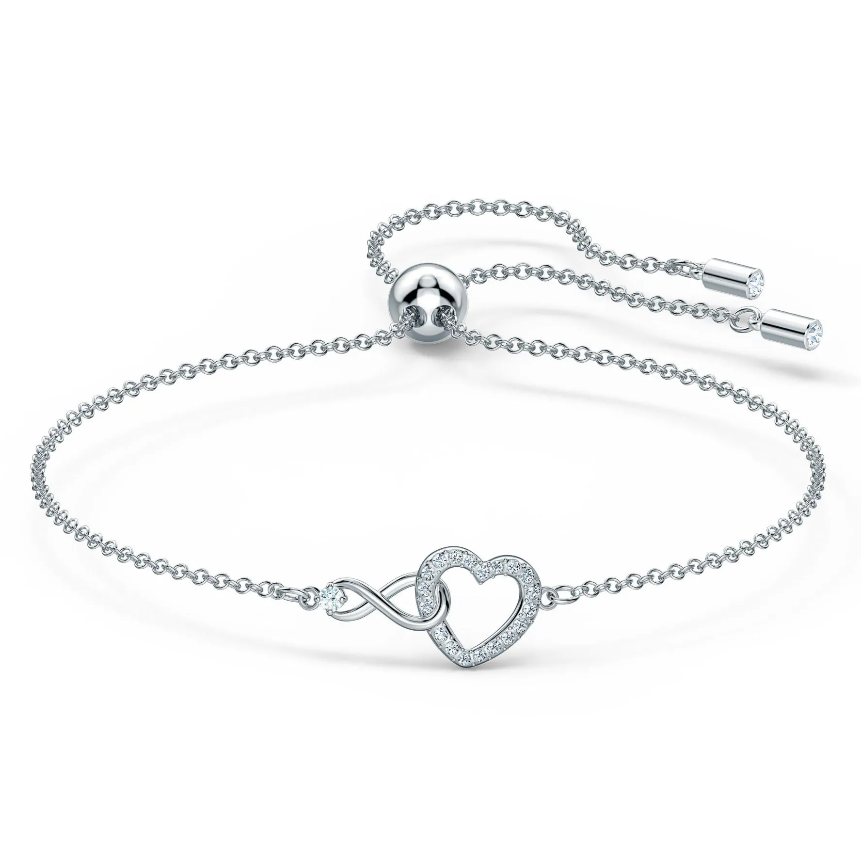 Swarovski Hyperbola Infinity and Heart Silver Crystal Bracelet
