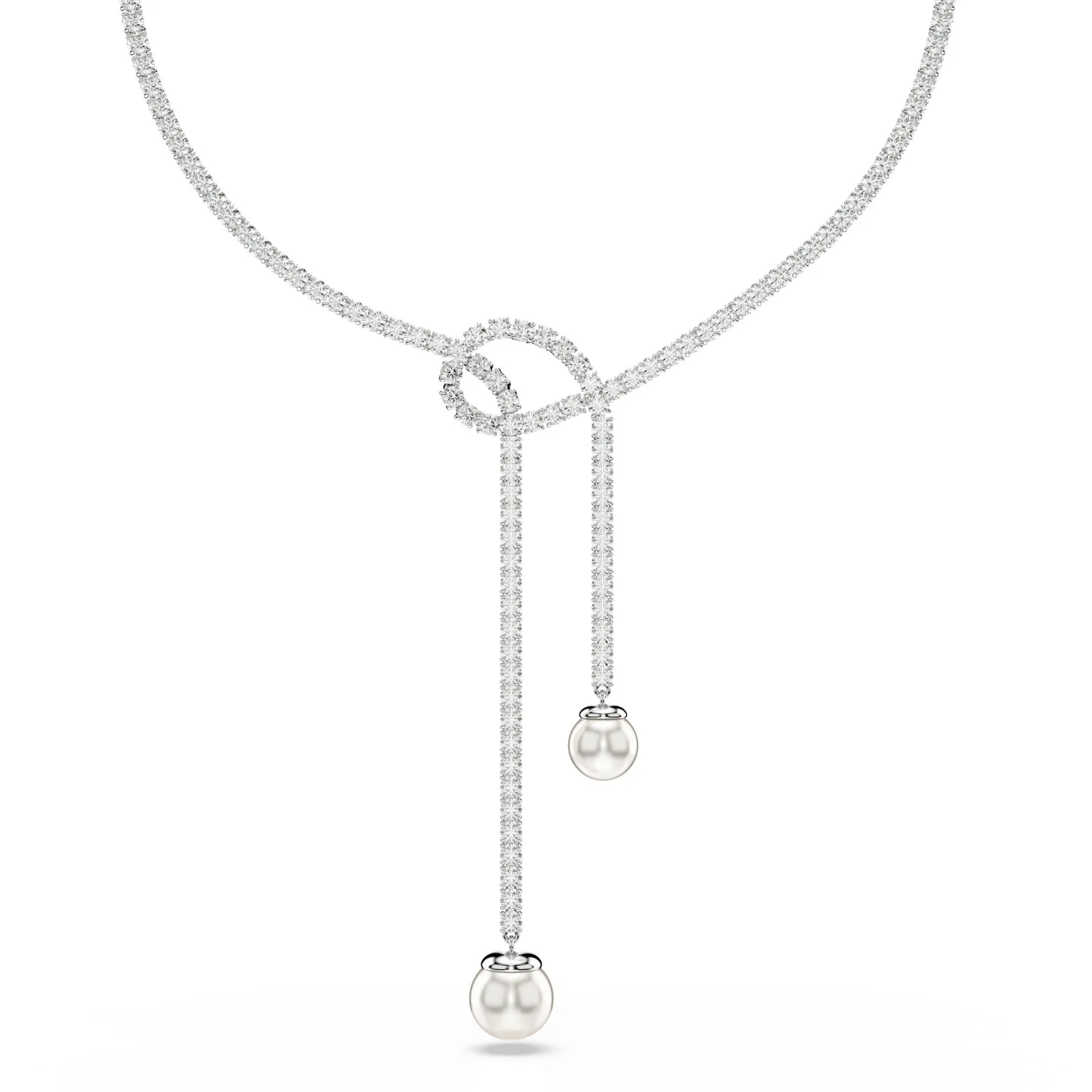 Swarovski Matrix Silver Crystal and Pearl Necklace