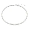 Swarovski Matrix Silver Crystal Pearl Tennis Necklace
