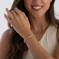 Swarovski Silver and Yellow Gold Tone Crystal Bangle