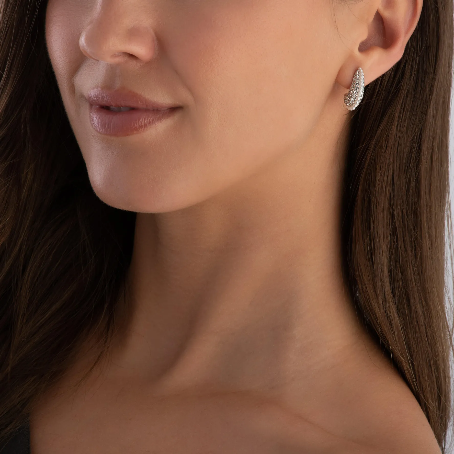 Swarovski Sublima Silver Crystal and Pearl Drop Earrings