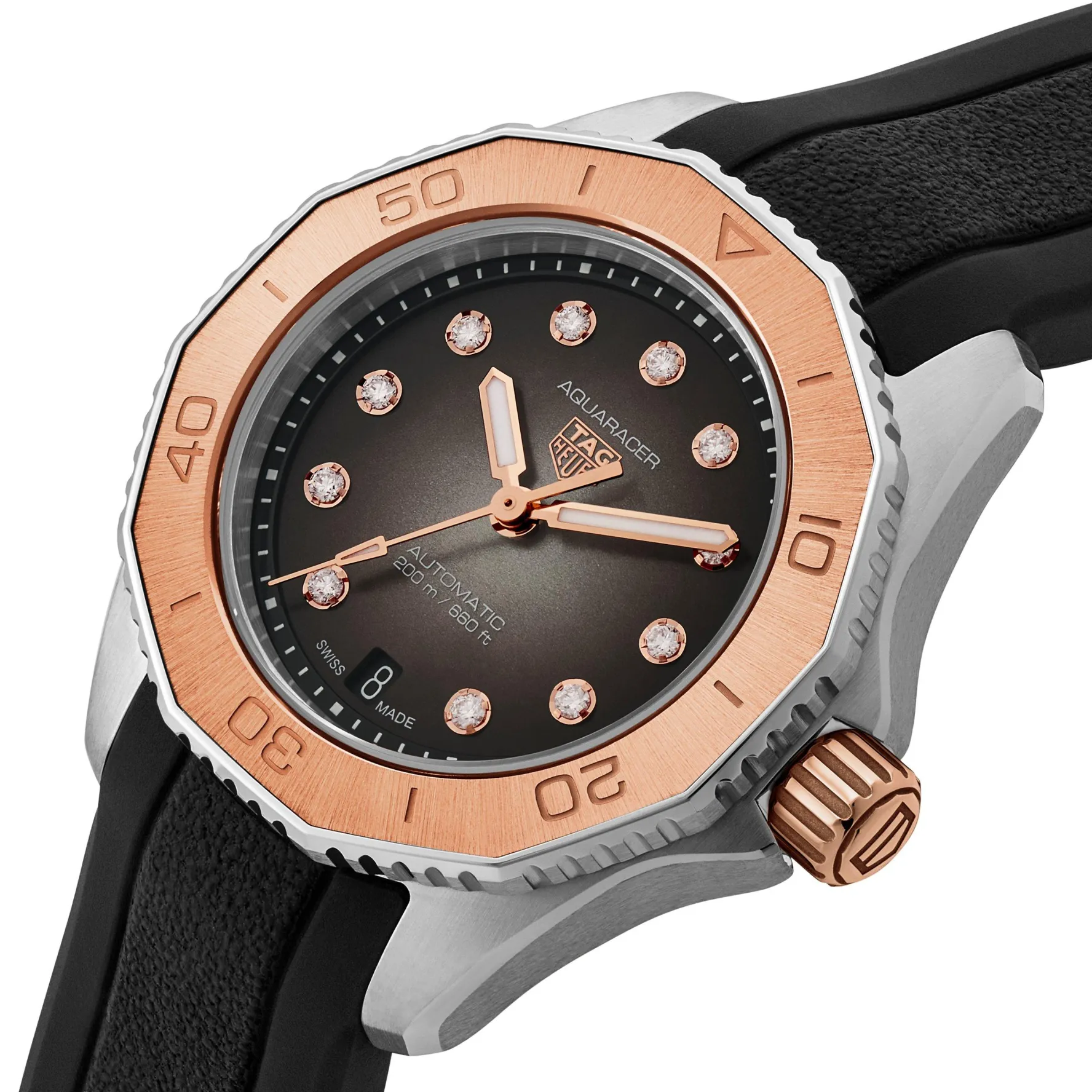 TAG Heuer Aquaracer Professional 200 30mm 18K Rose Gold Diamond Automatic Ladies Watch