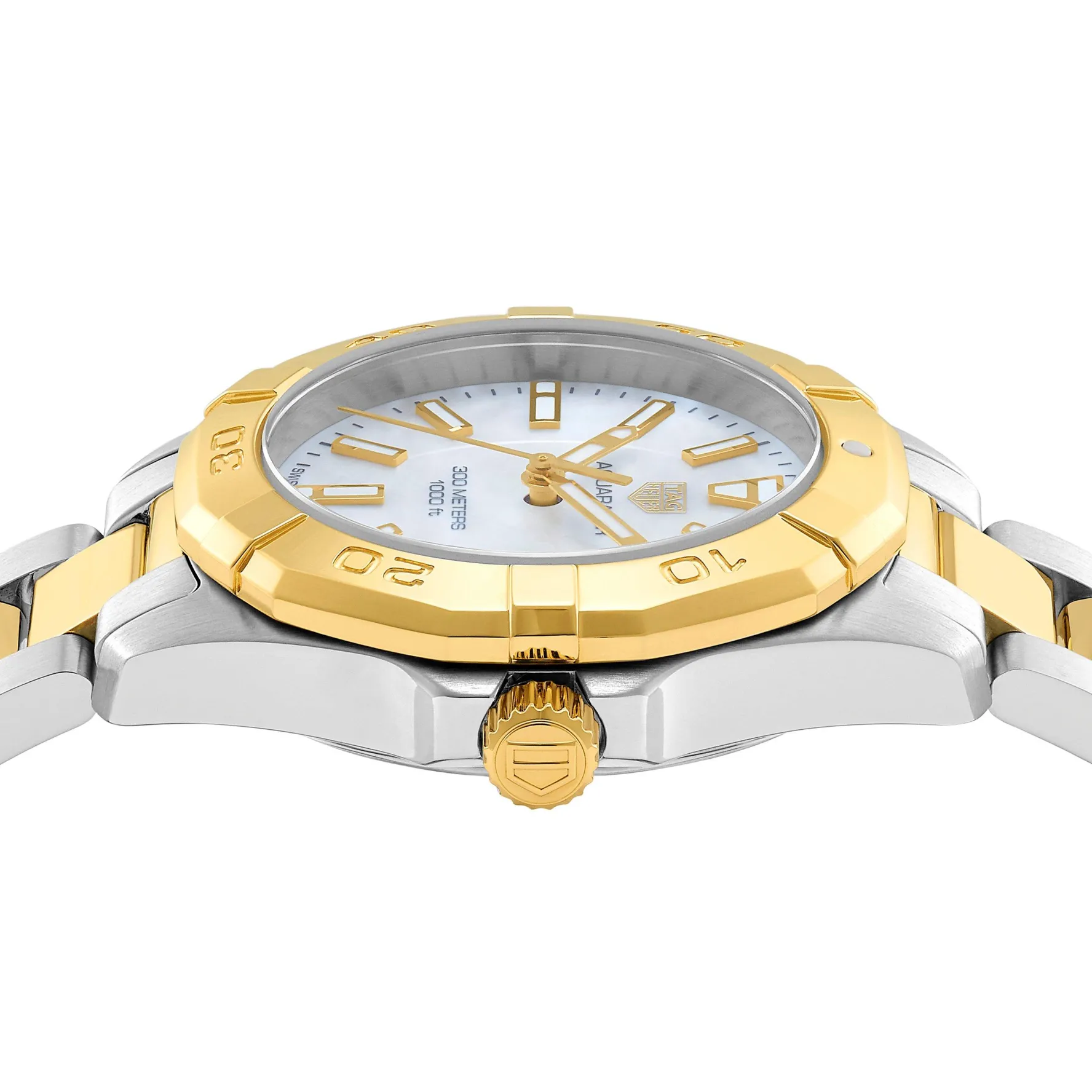 TAG Heuer Aquaracer Quartz Ladies Mother of Pearl Steel and 18K Yellow Gold Coating 32mm Watch