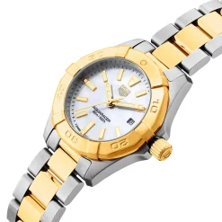 TAG Heuer Aquaracer Quartz Ladies Mother of Pearl Steel and 18K Yellow Gold Coating 27mm Watch