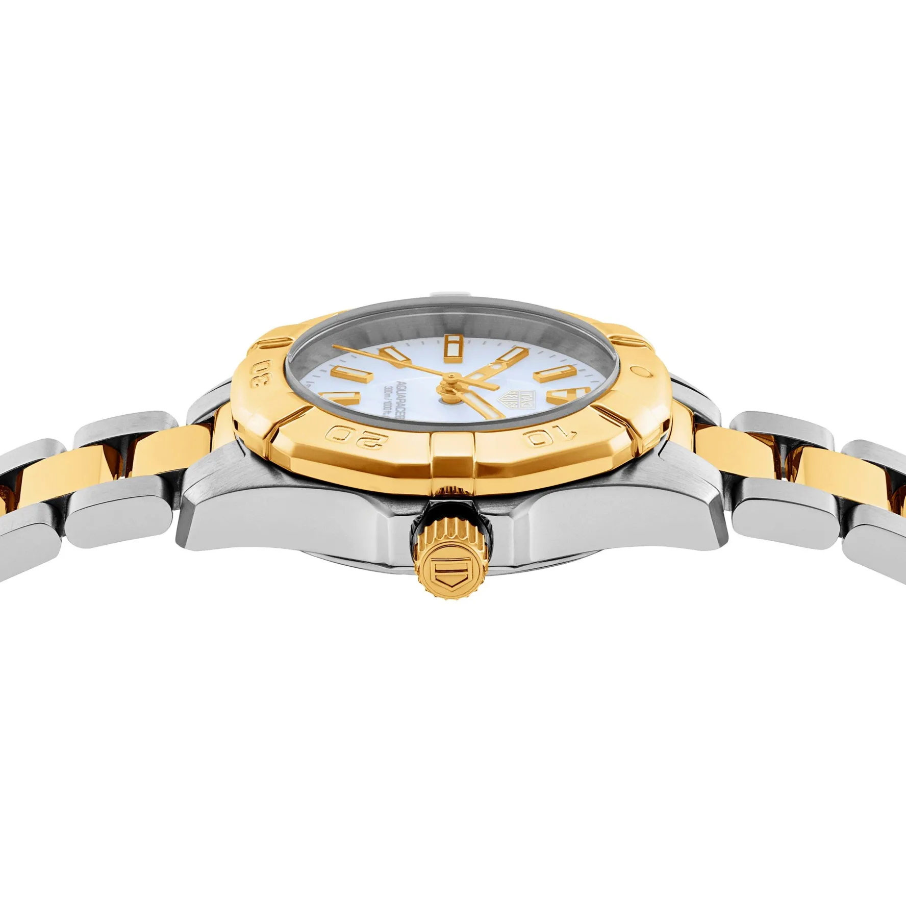 TAG Heuer Aquaracer Quartz Ladies Mother of Pearl Steel and 18K Yellow Gold Coating 27mm Watch
