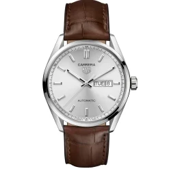 TAG Heuer Carrera Calibre 5 Automatic Mens Silver Leather Watch