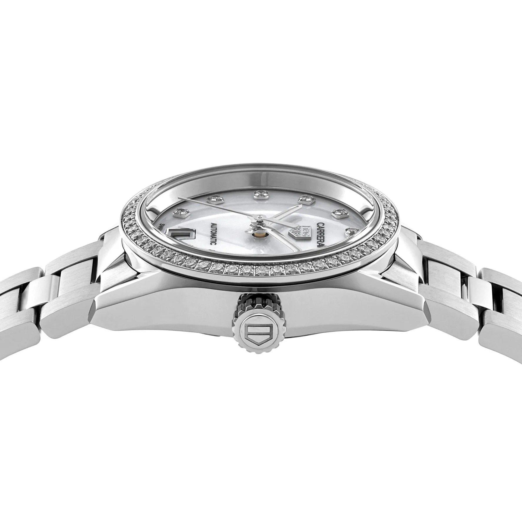 TAG Heuer Carrera Date 29mm Mother of Pearl Diamond Automatic Ladies Watch