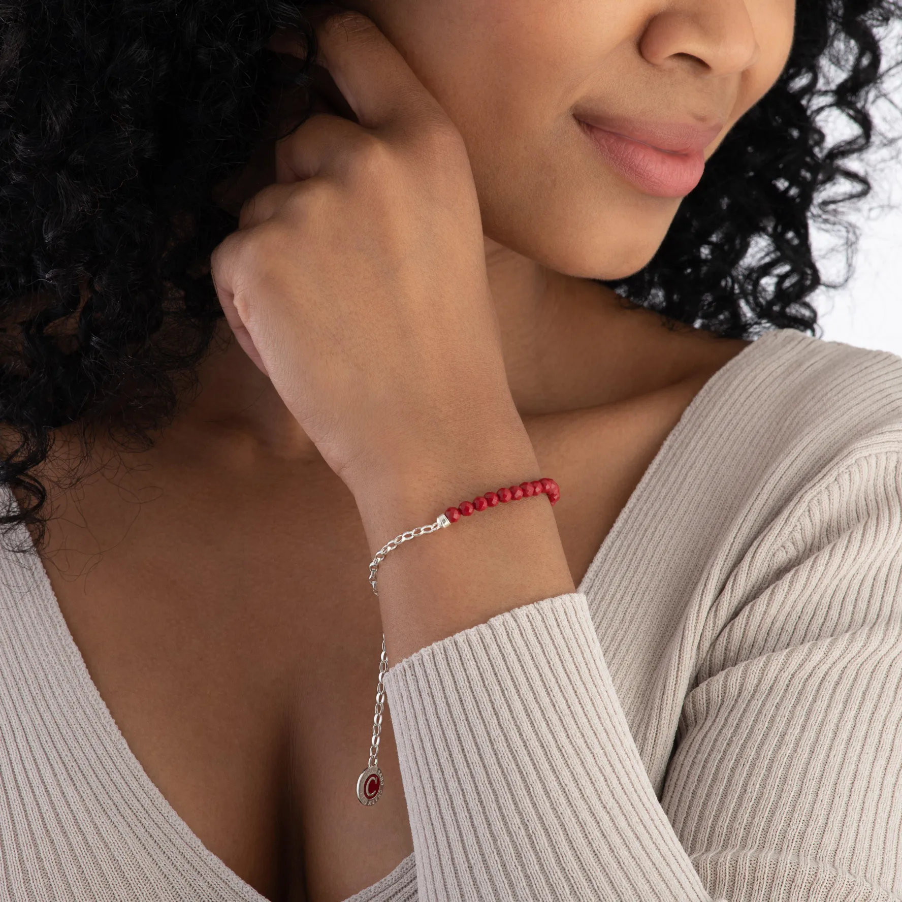 Thomas Sabo Charmista Club Silver Red Bead Bracelet