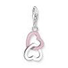 Thomas Sabo Silver Pink Double Heart Charm