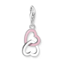 Thomas Sabo Silver Pink Double Heart Charm