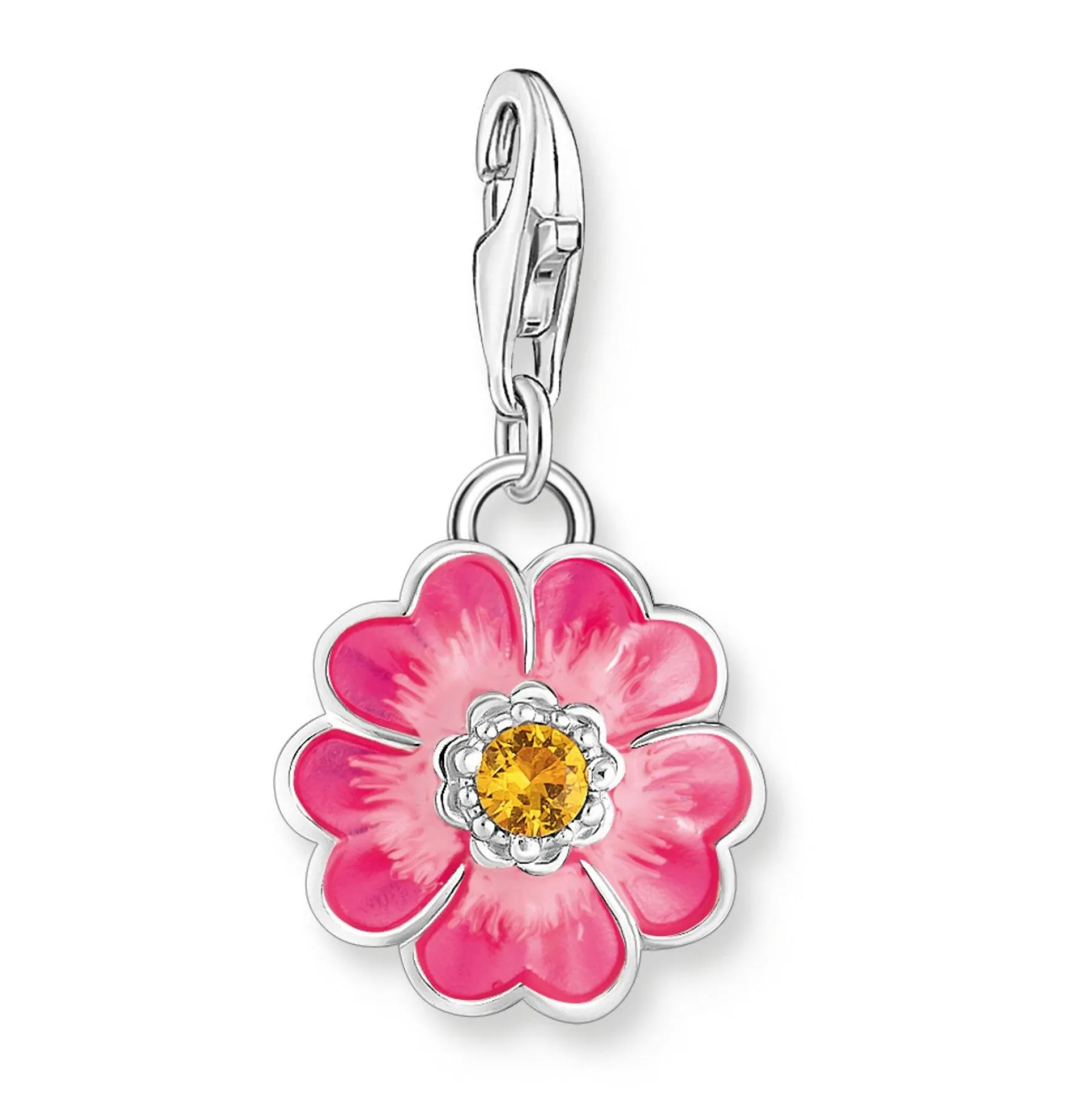 Thomas Sabo Silver Pink Flower Charm