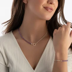 Thomas Sabo Silver Purple Charm Necklace