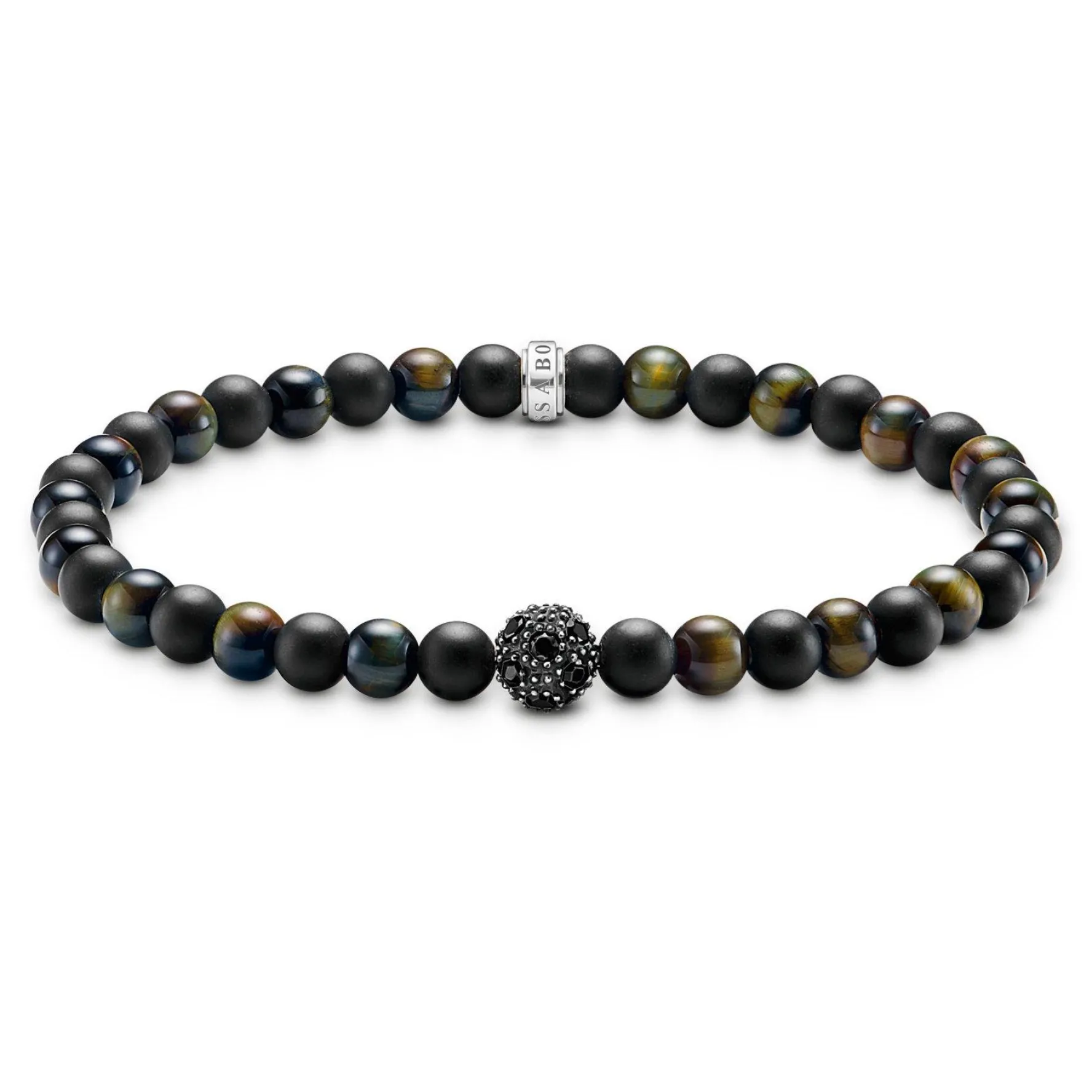 Thomas Sabo Talisman Black Cubic Zirconia Obsidian Tigers Eye Bracelet