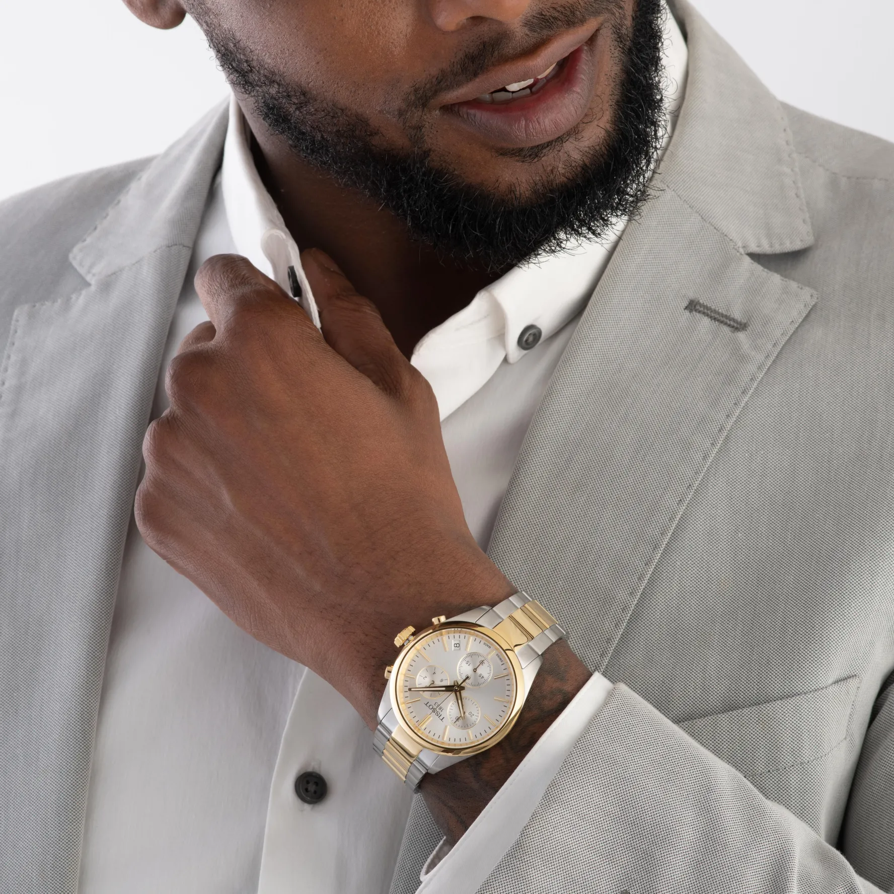 Tissot PR 100 40mm Stainless Steel and Yellow Gold Tone Chronograph Men’s Watch