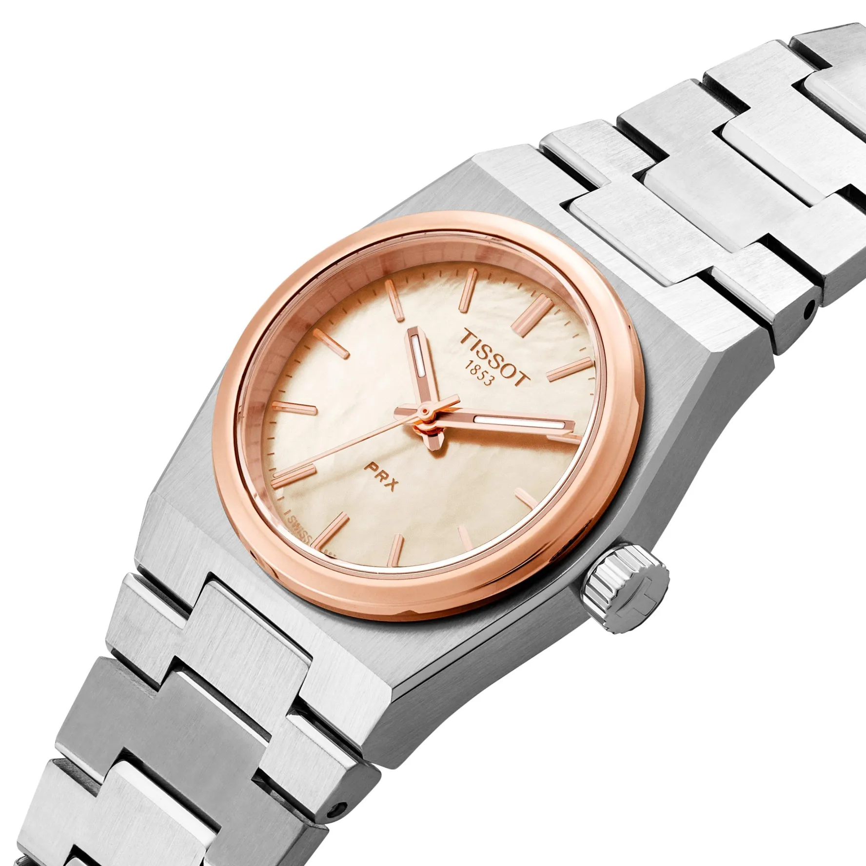 Tissot PRX 25mm Rose Gold PVD Mother of Pearl Ladies Watch