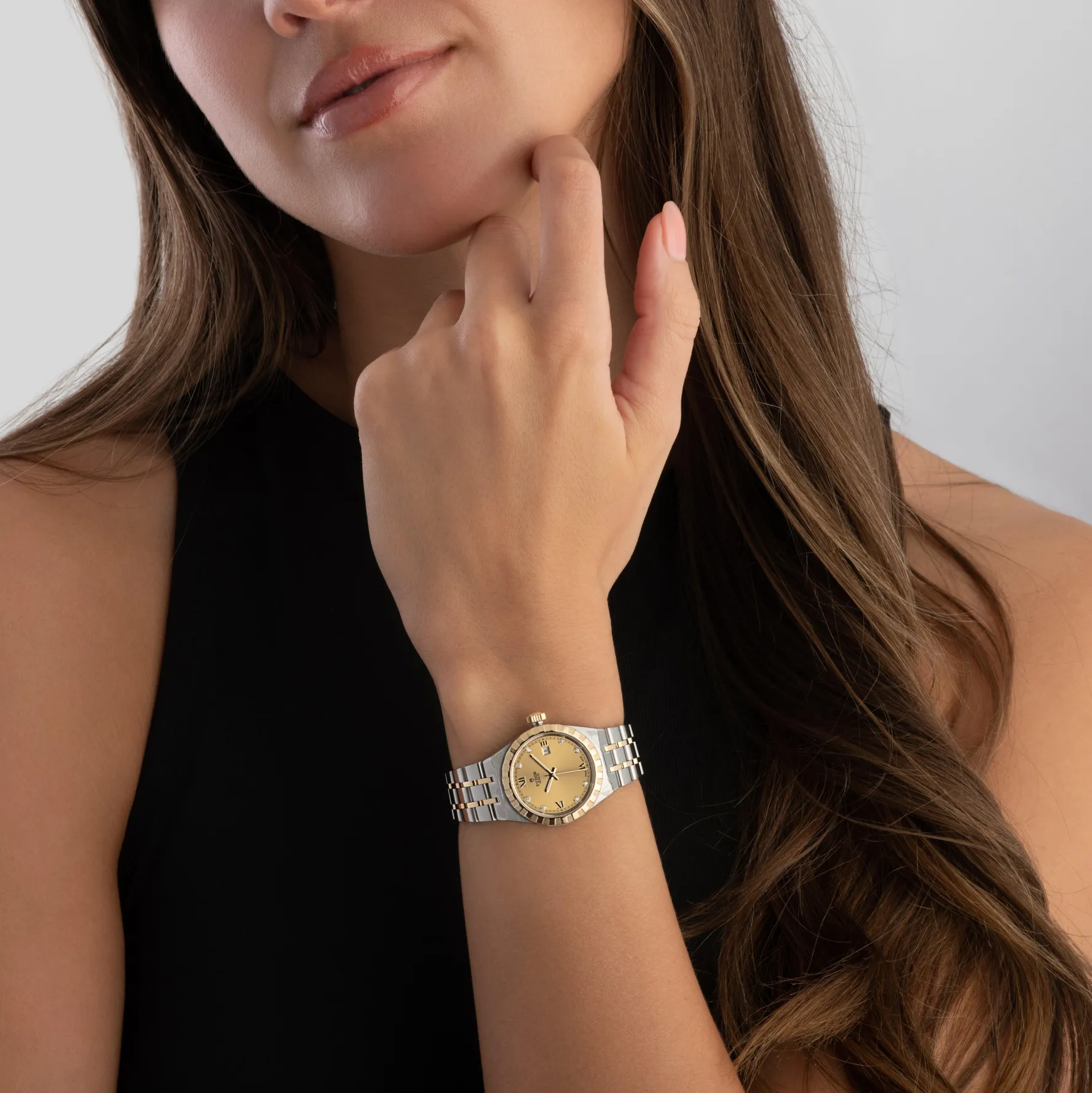 TUDOR Royal 28mm Stainless Steel and Yellow Gold Diamond Automatic Ladies Watch