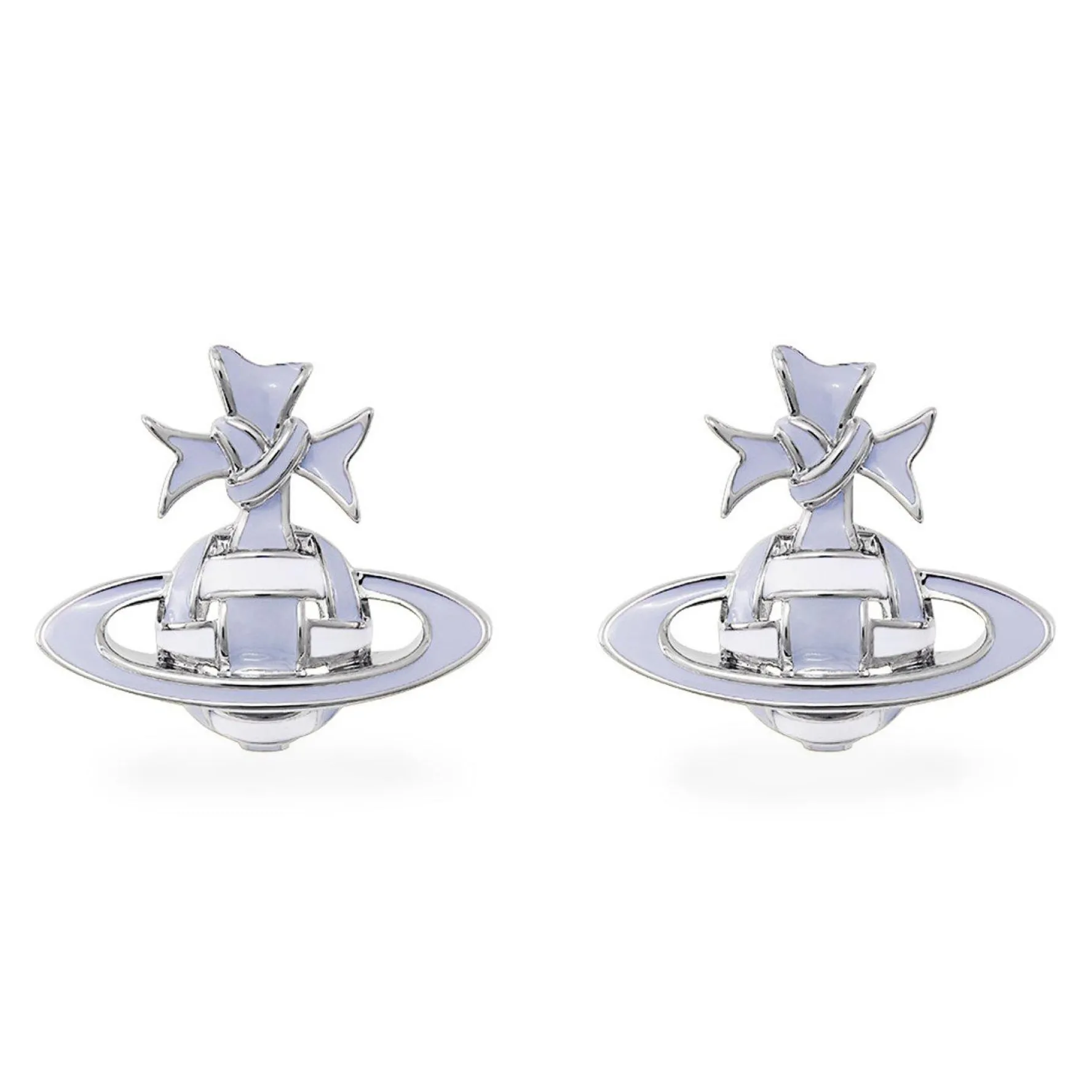 Vivienne Westwood Blue Ribbon Silver Stud Earrings