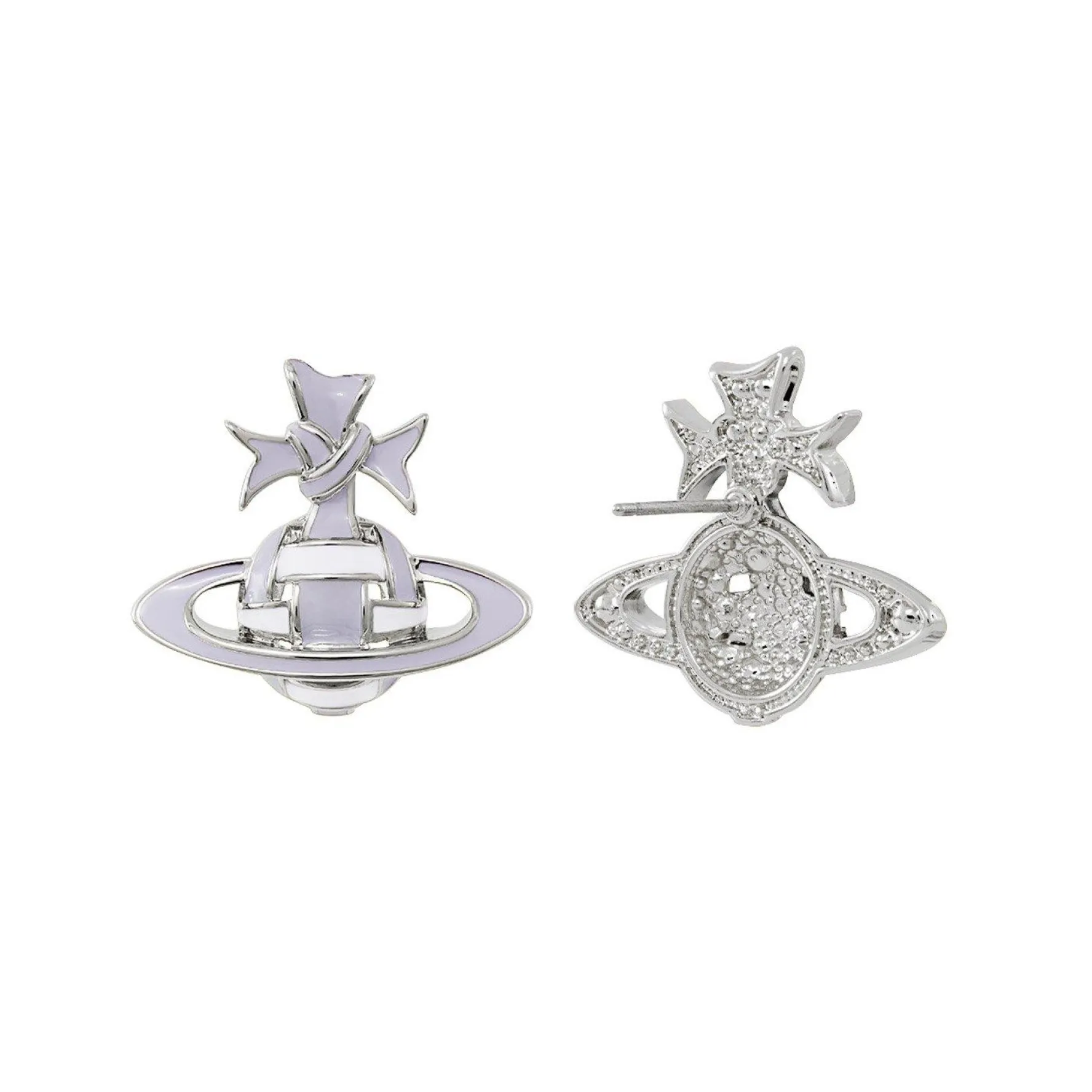 Vivienne Westwood Blue Ribbon Silver Stud Earrings