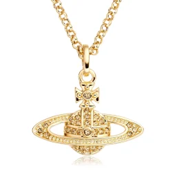 Vivienne Westwood Mini Bas Relief Gold Tone Crystal Pendant