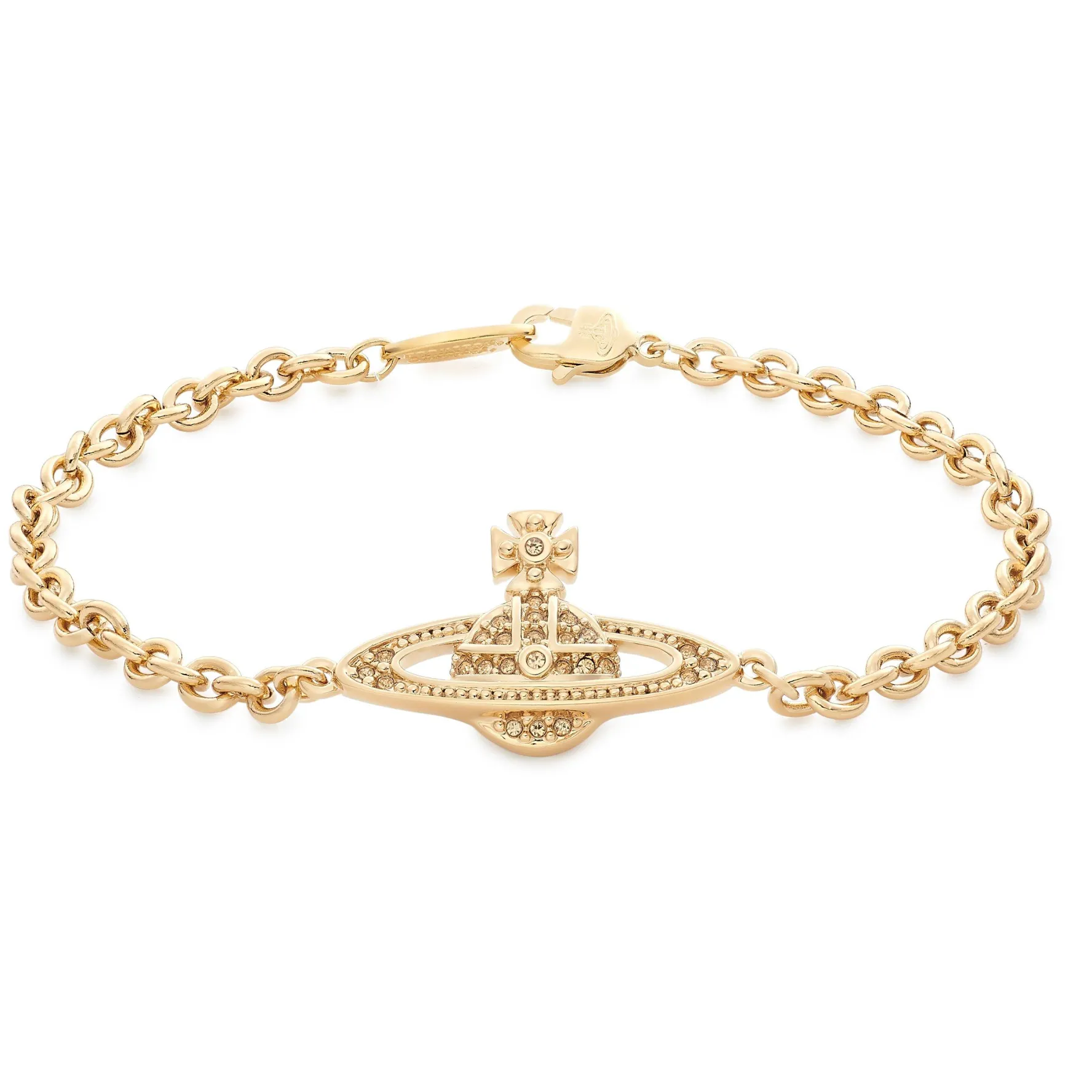 Vivienne Westwood Mini Bas Relief Gold Tone Crystal Bracelet