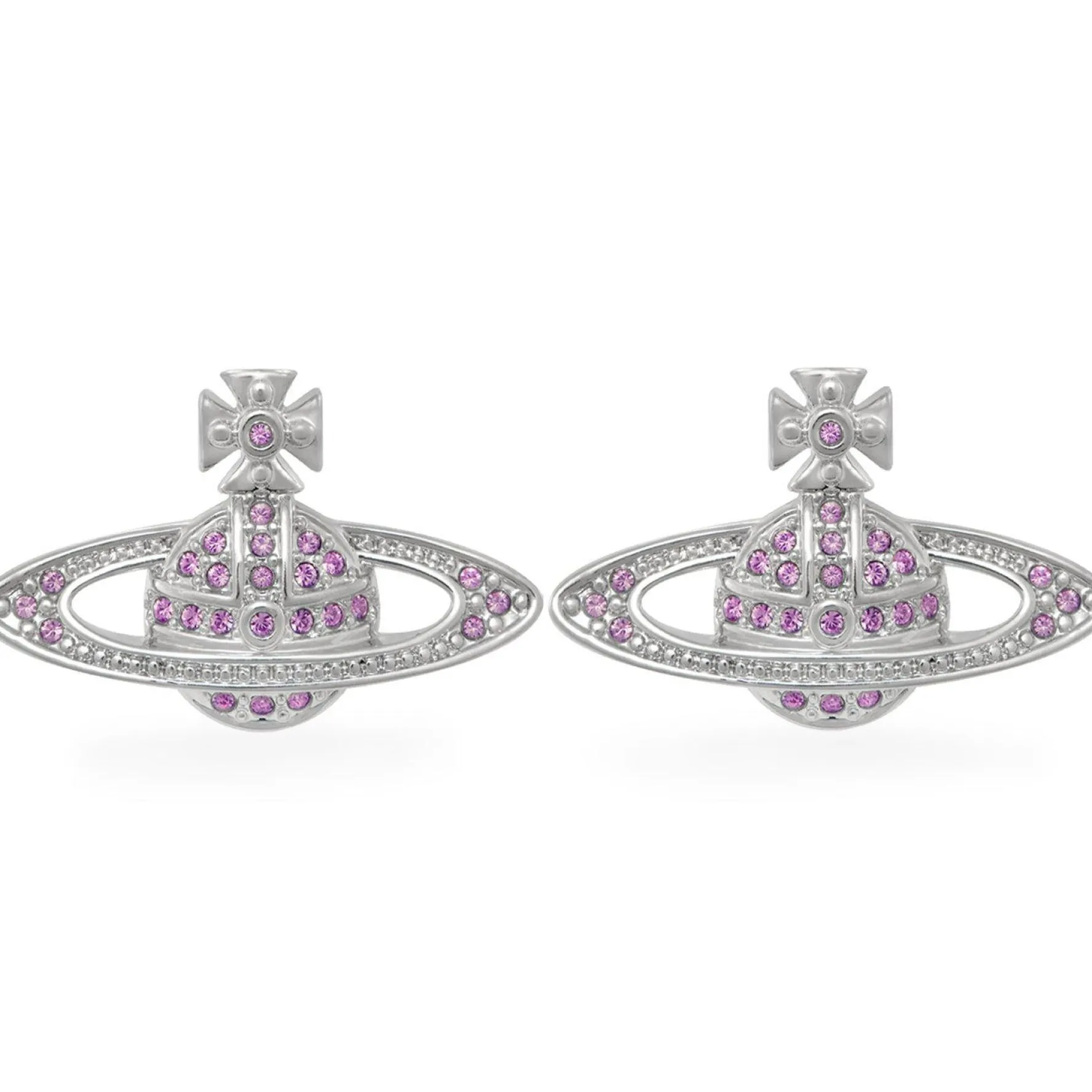 Vivienne Westwood Mini Relief Silver Crystal Stud Earrings
