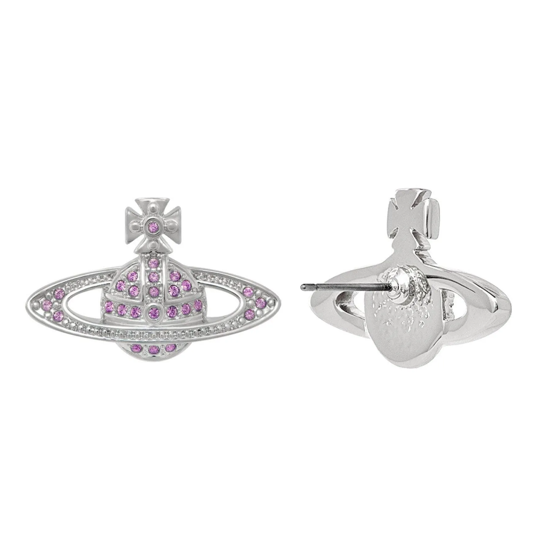 Vivienne Westwood Mini Relief Silver Crystal Stud Earrings