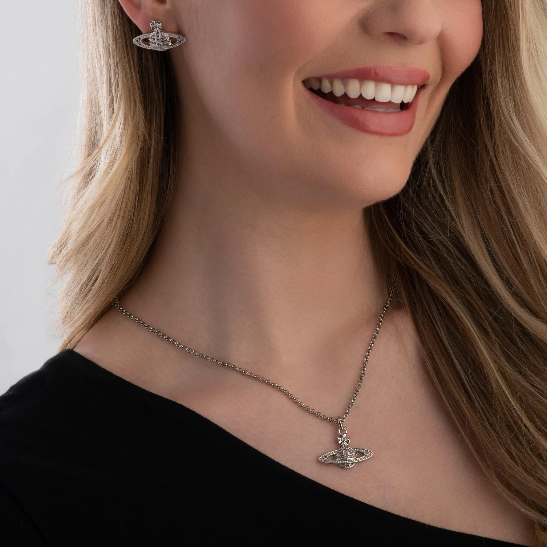 Vivienne Westwood Mini Relief Silver Crystal Pendant