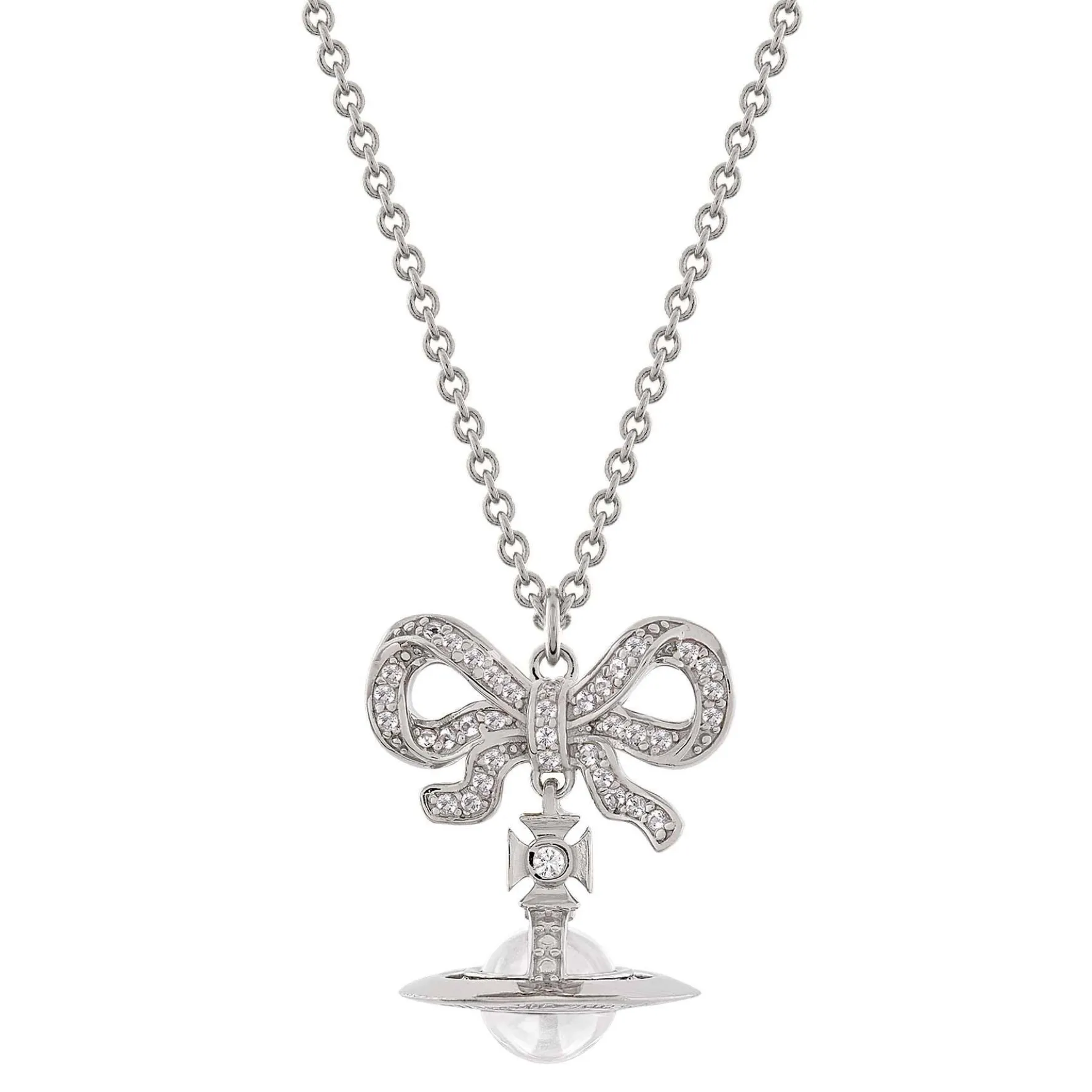 Vivienne Westwood Octavie Silver Cubic Zirconia Bow Pendant