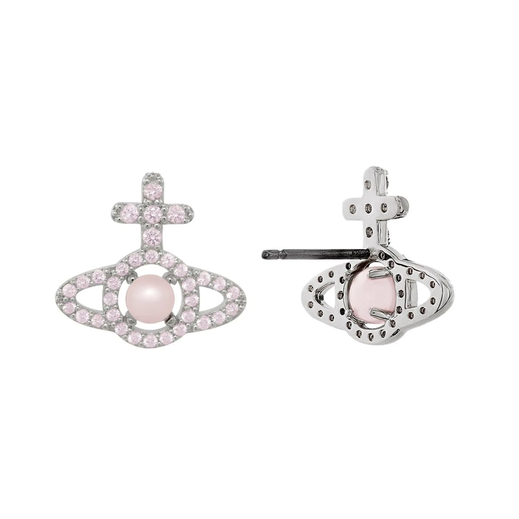 Vivienne Westwood Olympia Silver Cubic Zirconia and Pearl Stud Earrings