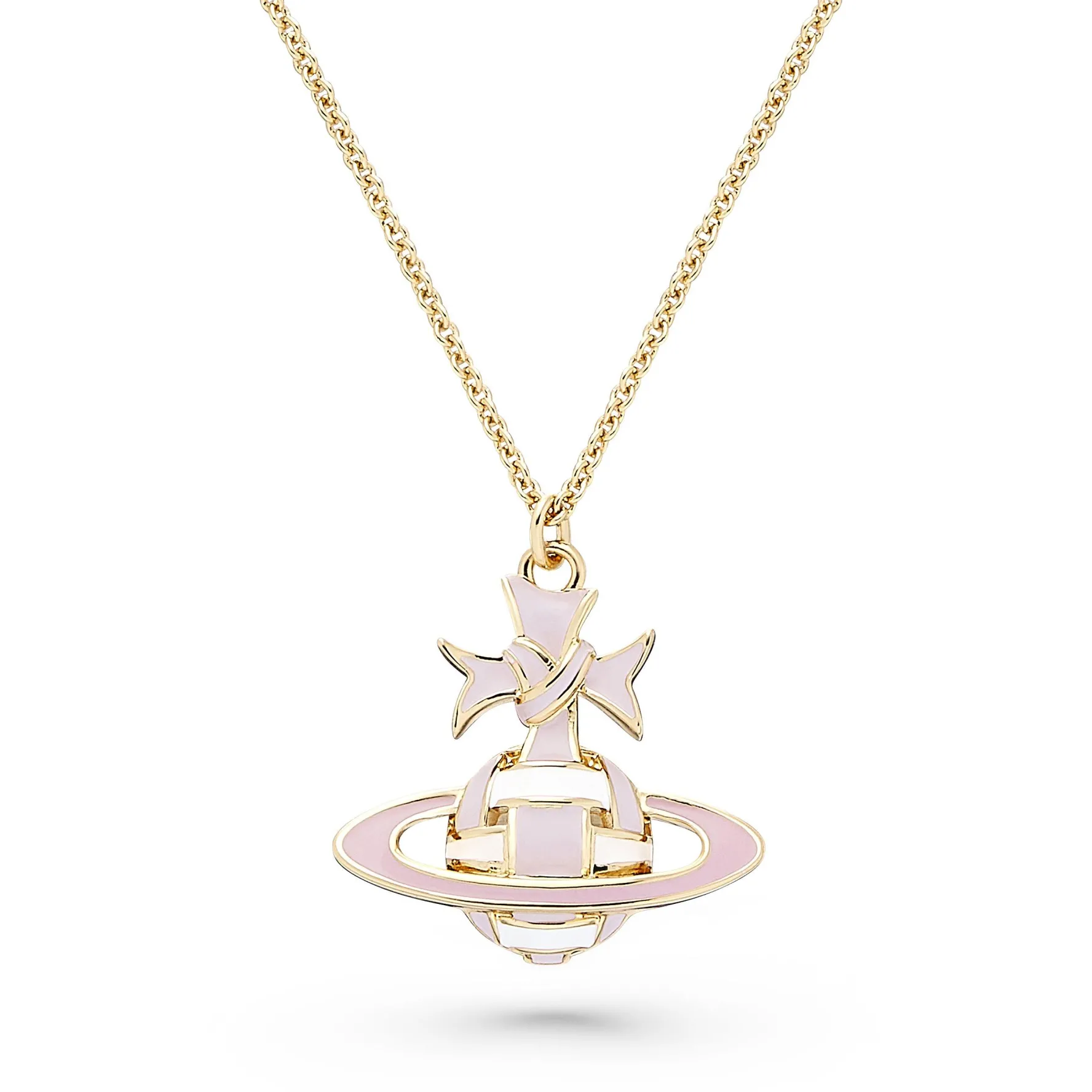 Vivienne Westwood Pink Ribbon Yellow Gold Tone Pendant