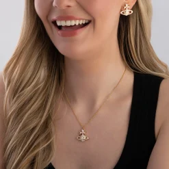 Vivienne Westwood Pink Ribbon Yellow Gold Tone Stud Earrings