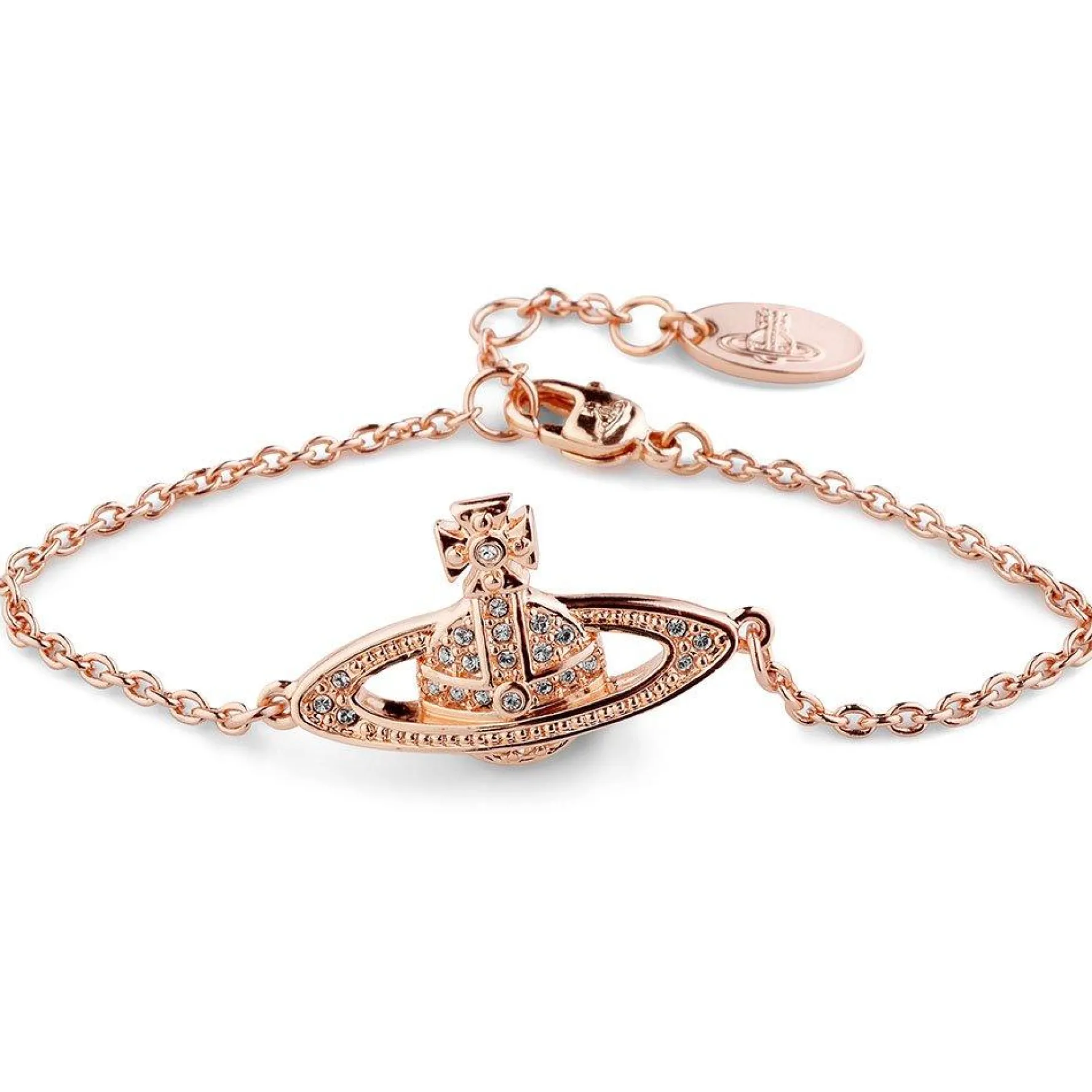 Vivienne Westwood Rose Gold Tone Orb Crystal Bracelet
