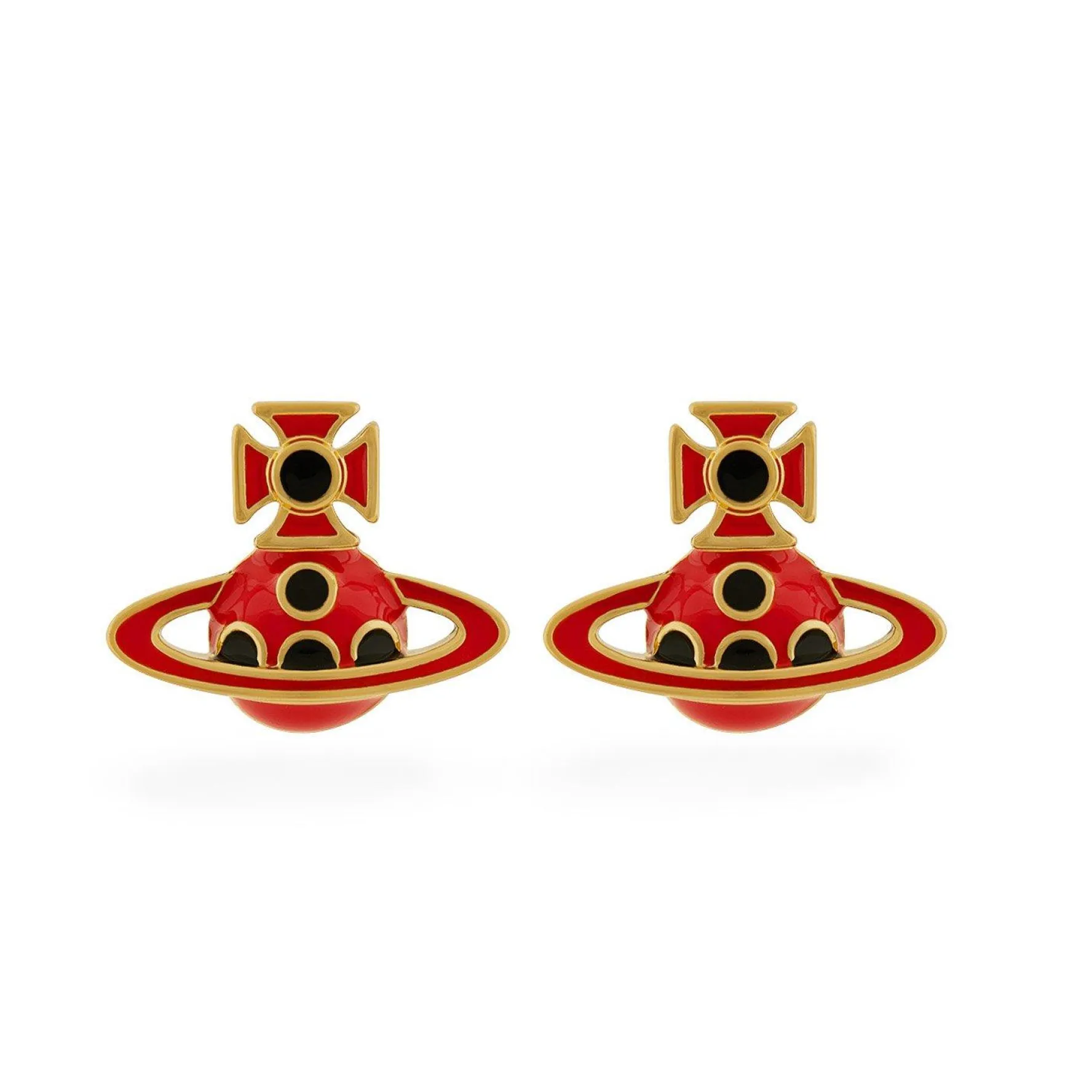 Vivienne Westwood Sylvana Yellow Gold Tone Stud Earrings