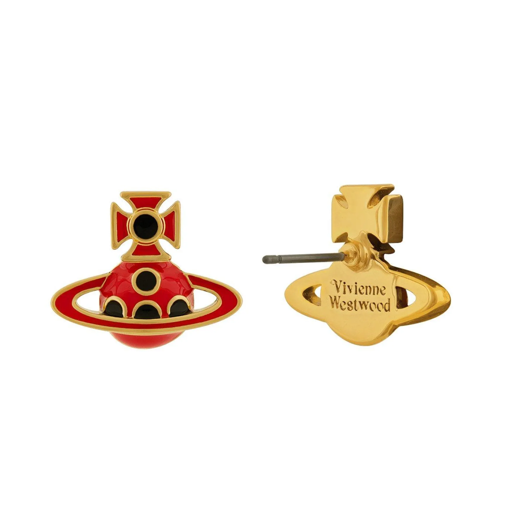 Vivienne Westwood Sylvana Yellow Gold Tone Stud Earrings