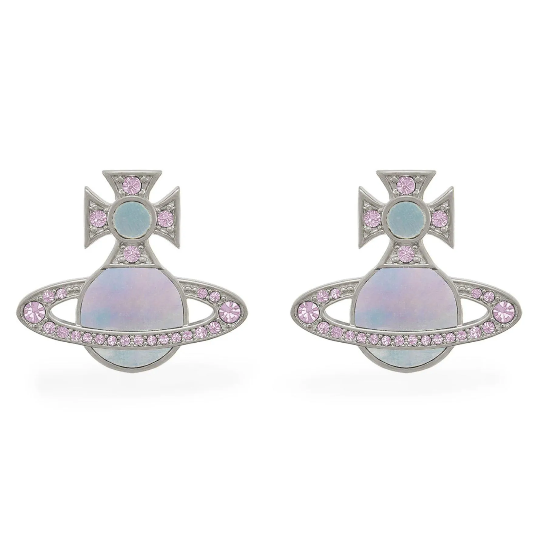 Vivienne Westwood Violet Rina Silver Crystal Stud Earrings