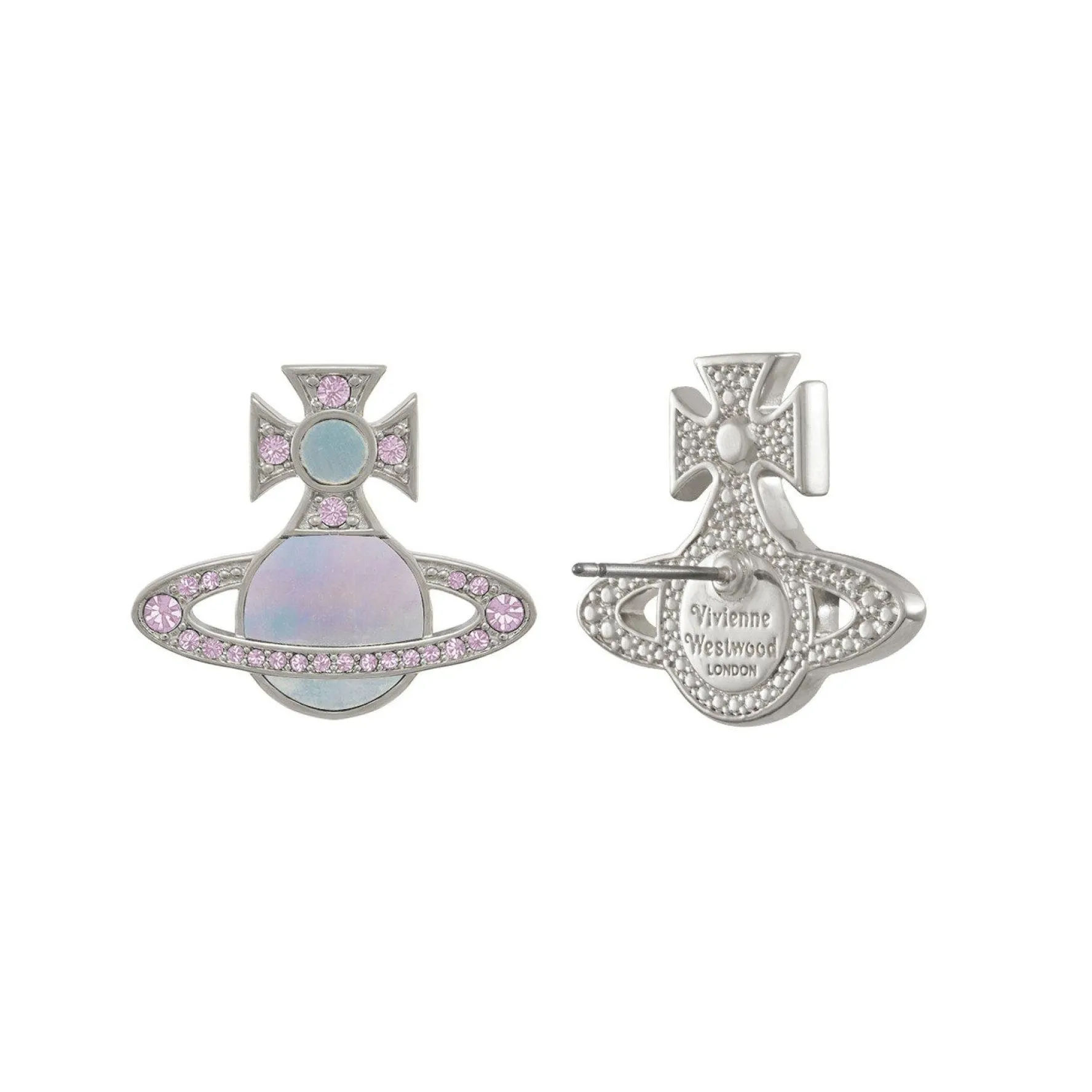 Vivienne Westwood Violet Rina Silver Crystal Stud Earrings