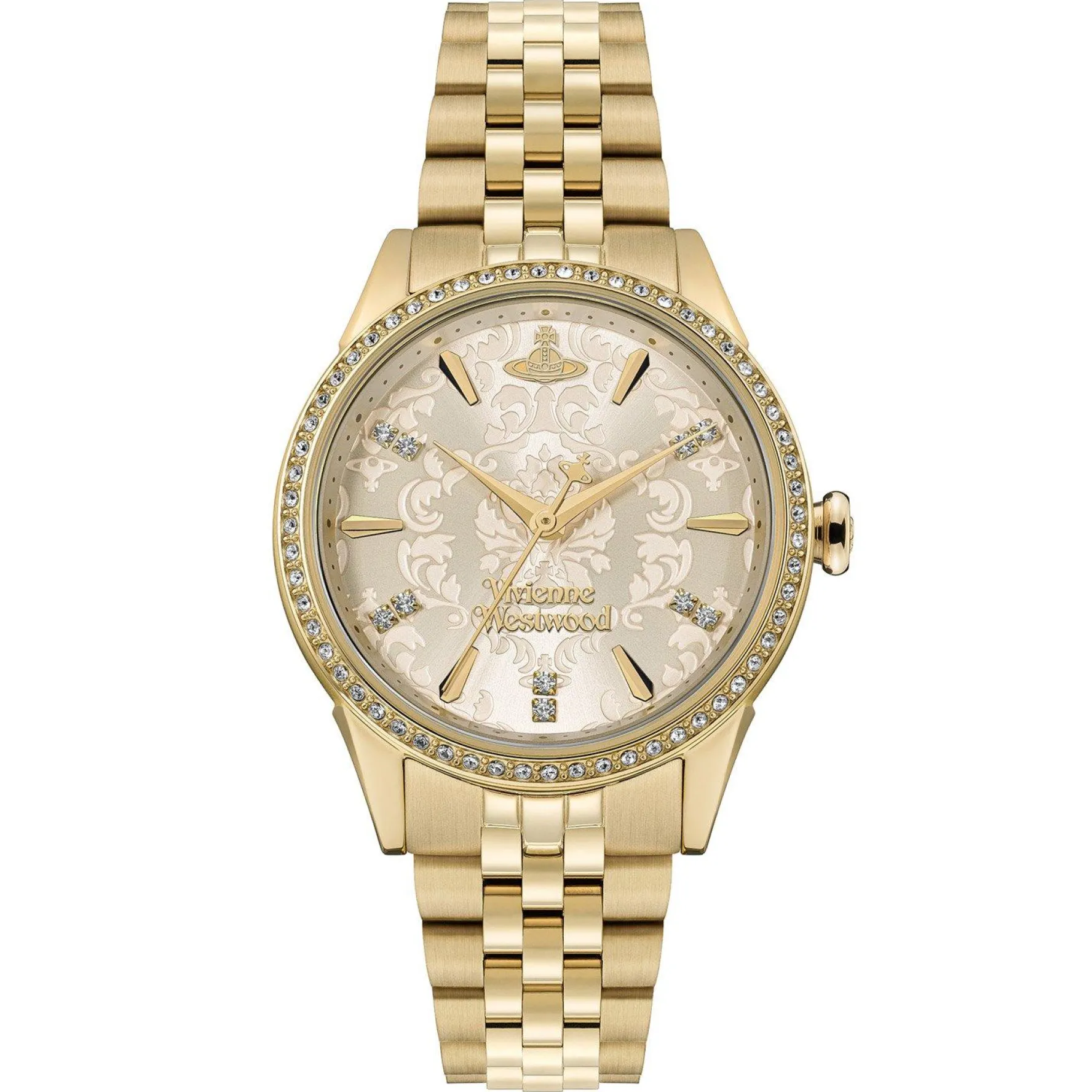 Vivienne Westwood Wallace 32mm Yellow Gold Tone Crystal Ladies Watch