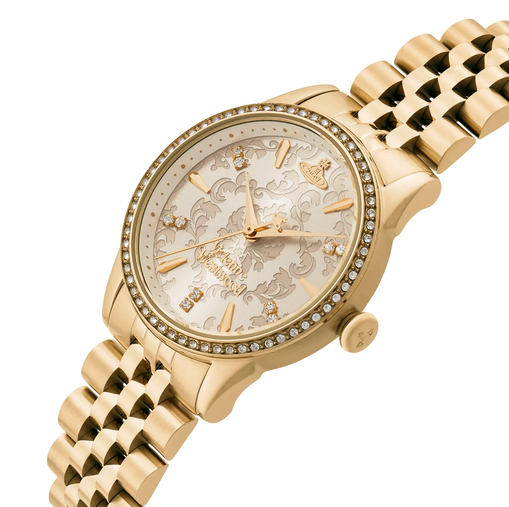 Vivienne Westwood Wallace 32mm Yellow Gold Tone Crystal Ladies Watch